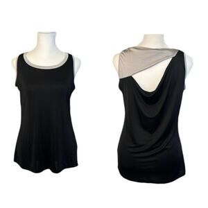 The Limited Y2K Black and Silver Asymmetrical Sleeveless Blouse Tank Size